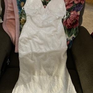 White sequin Alamour Yasmin’s gown ivory